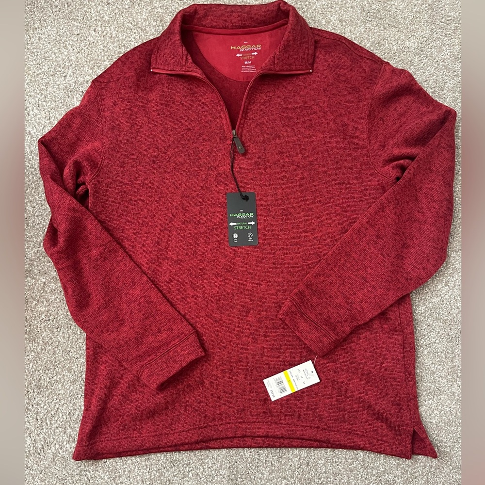 HAGGAR NWT Men’s Quarter Zip Red Sweater
